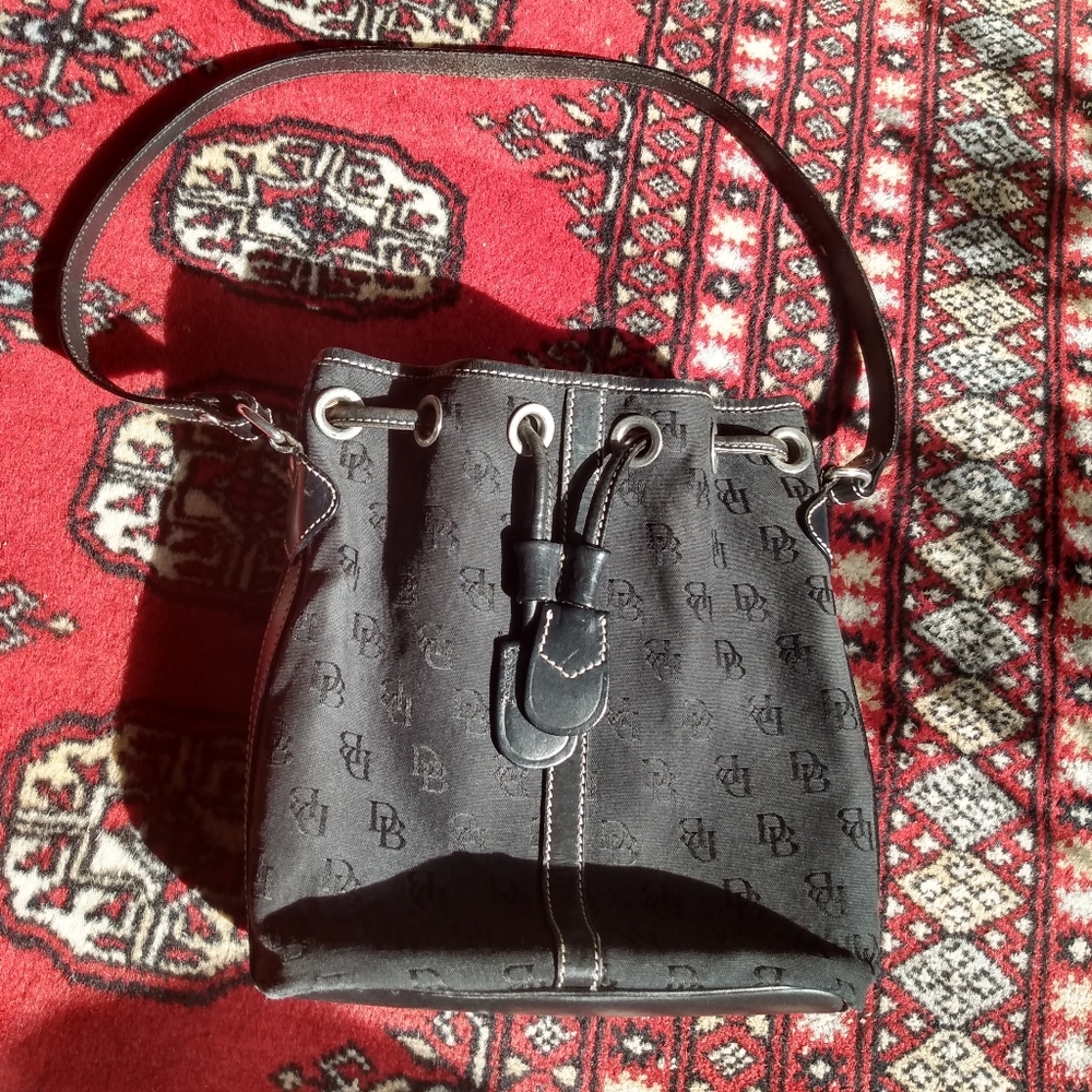 Dooney and Bourke Vintage Bucket Bag Black Drawstring Purse